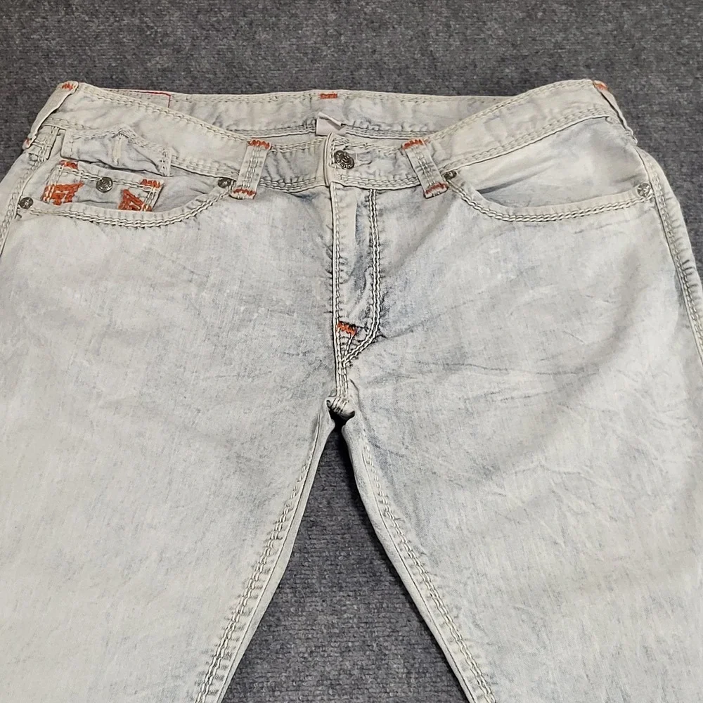 Vtg True Religion Men's Ricky Straight Leg Natural Mega T White/Red Jeans Sz 40